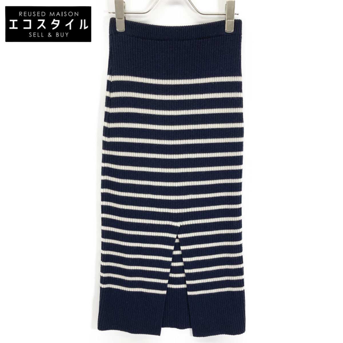 Christian Dior クリスチャンディオール ﾈｲﾋﾞｰ×ﾎﾜｲﾄ ﾎﾞｰﾀﾞｰ ﾆｯﾄｽｶｰﾄ スカート 38