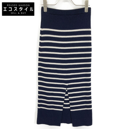 Christian Dior クリスチャンディオール ﾈｲﾋﾞｰ×ﾎﾜｲﾄ ﾎﾞｰﾀﾞｰ ﾆｯﾄｽｶｰﾄ スカート 38