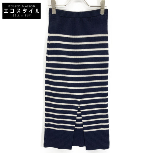 Christian Dior クリスチャンディオール ﾈｲﾋﾞｰ×ﾎﾜｲﾄ ﾎﾞｰﾀﾞｰ ﾆｯﾄｽｶｰﾄ スカート 38