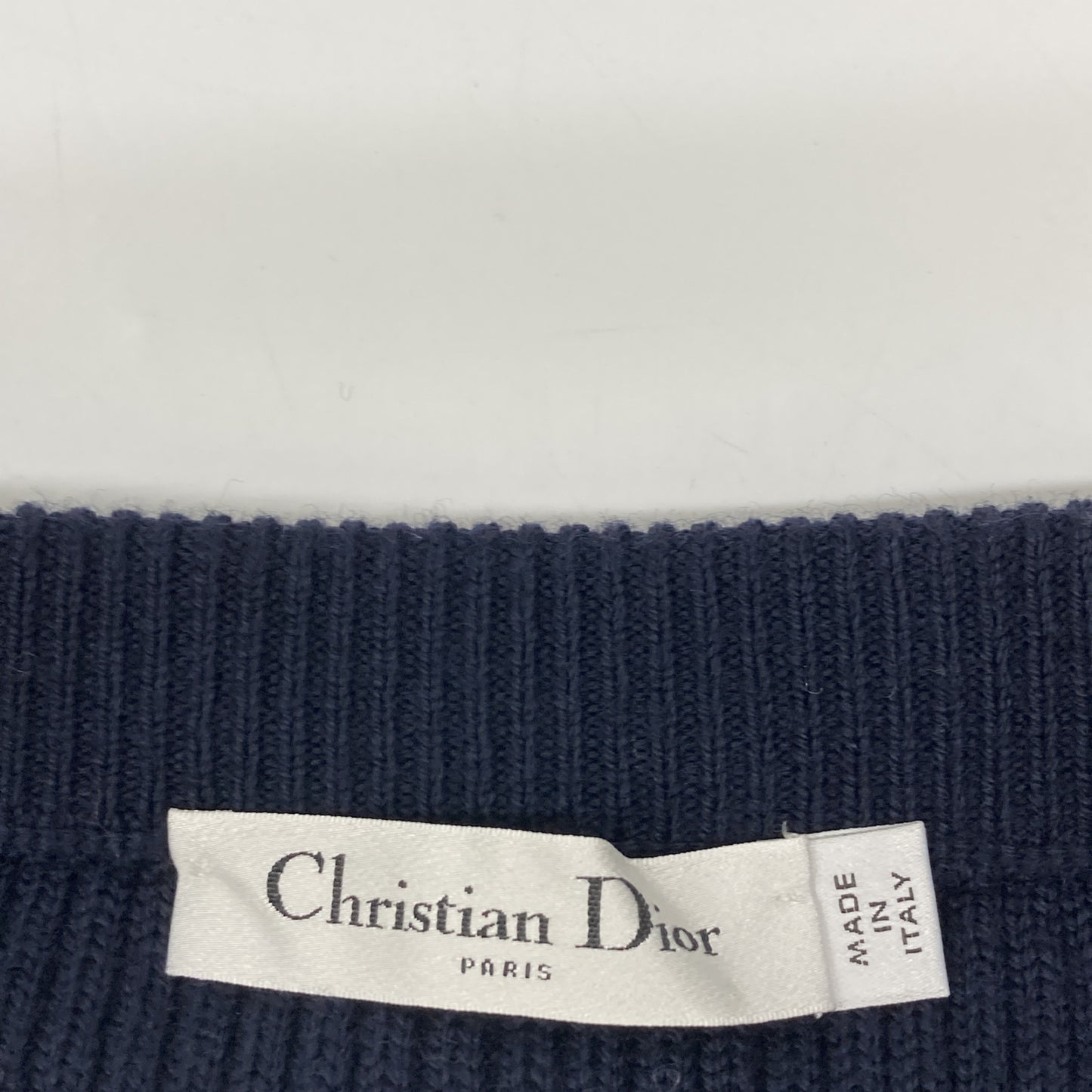 Christian Dior クリスチャンディオール ﾈｲﾋﾞｰ×ﾎﾜｲﾄ ﾎﾞｰﾀﾞｰ ﾆｯﾄｽｶｰﾄ スカート 38