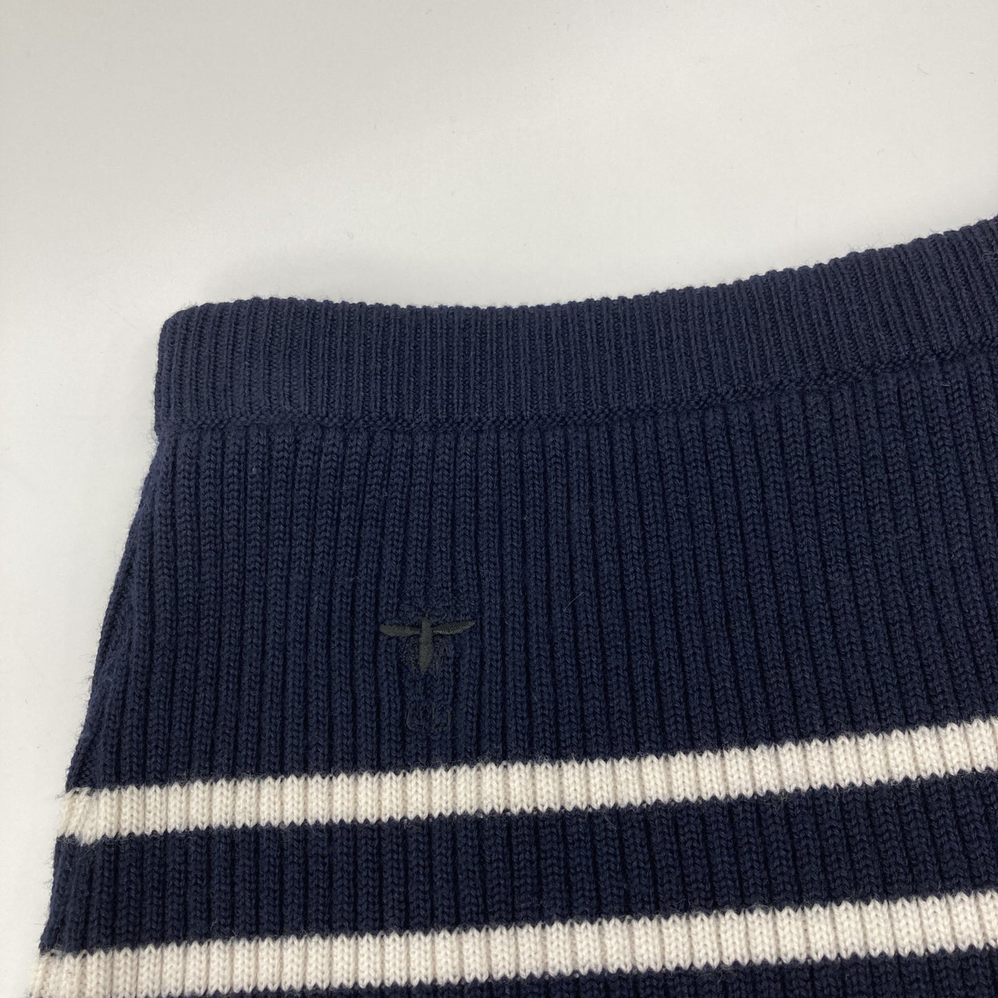 Christian Dior クリスチャンディオール ﾈｲﾋﾞｰ×ﾎﾜｲﾄ ﾎﾞｰﾀﾞｰ ﾆｯﾄｽｶｰﾄ スカート 38