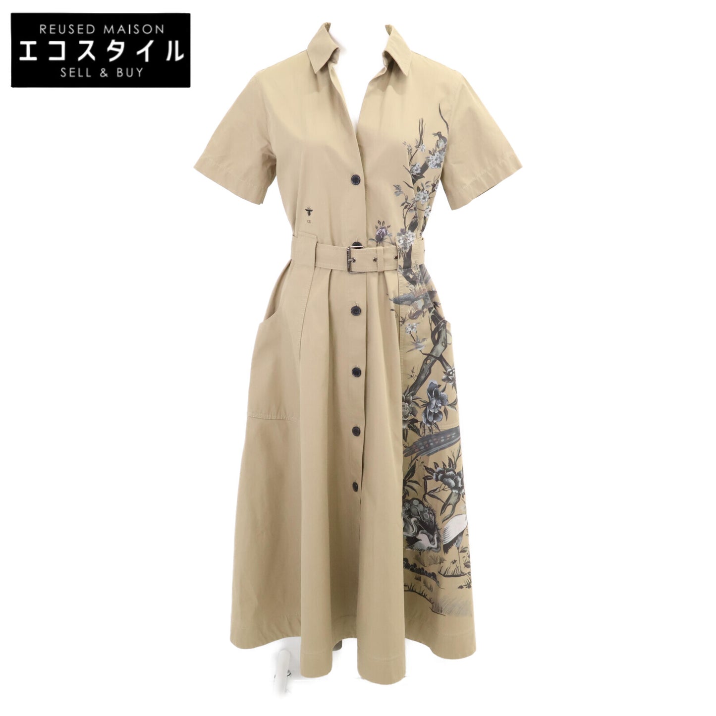 Christian Dior クリスチャンディオール 【国内正規】257R46A3419 コットン ベルト付 ミディ シャツドレス/ ワンピース 40