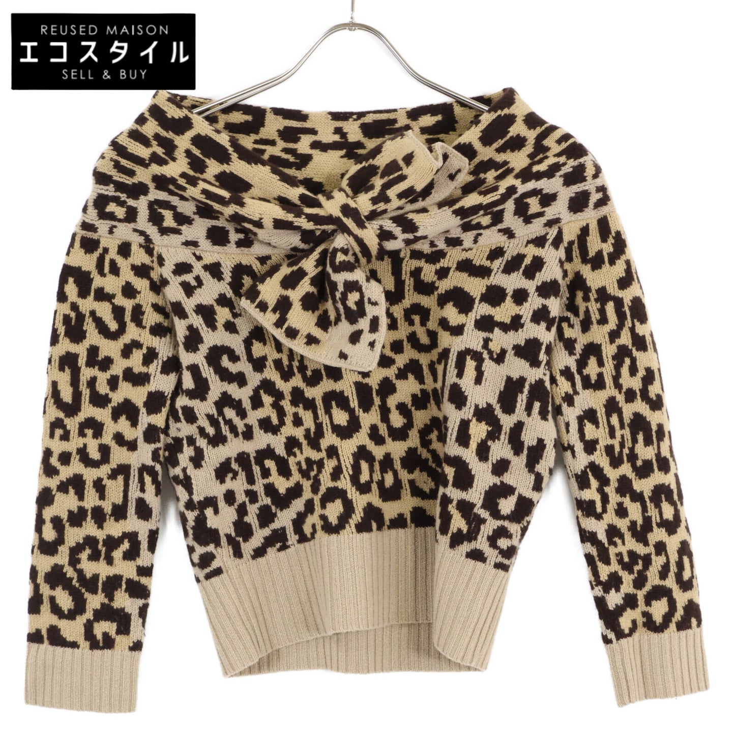 Christian Dior クリスチャンディオール 【国内正規】154S02AM006 レオパード柄 カシミヤ100％ ニットセーター/ トップス 40
