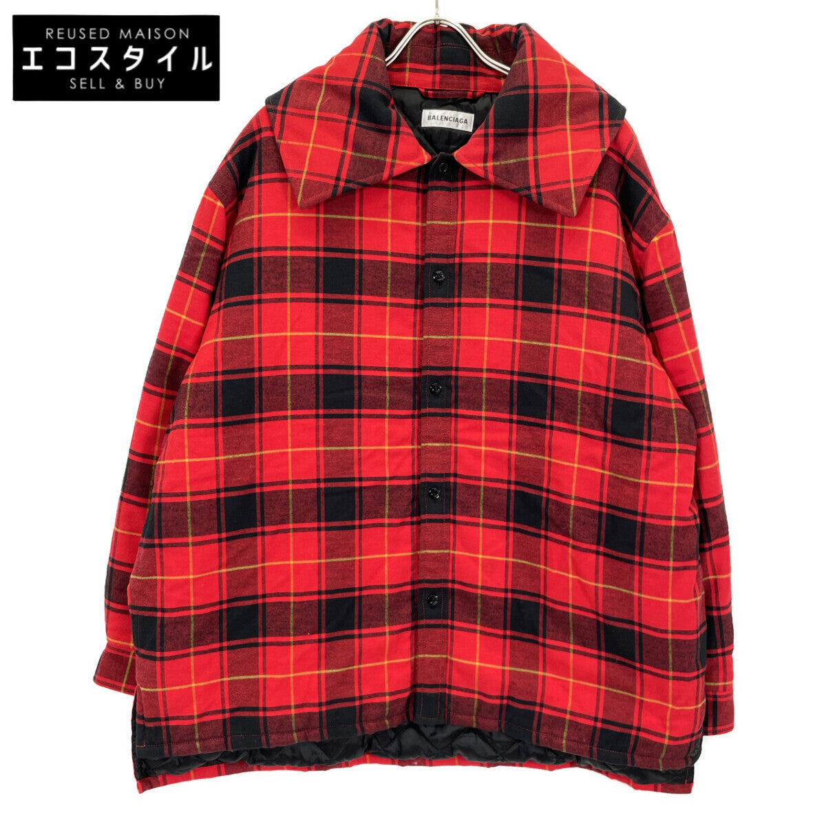 BALENCIAGA バレンシアガ ﾚｯﾄﾞ ﾁｪｯｸ柄 ｷﾙﾃｨﾝｸﾞｼﾞｬｹｯﾄ ジャケット 34