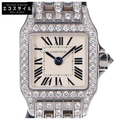 Cartier カルティエ WF9005YA 750WG ミニサントスドゥモワゼル フルダイヤモンド クオーツ 腕時計