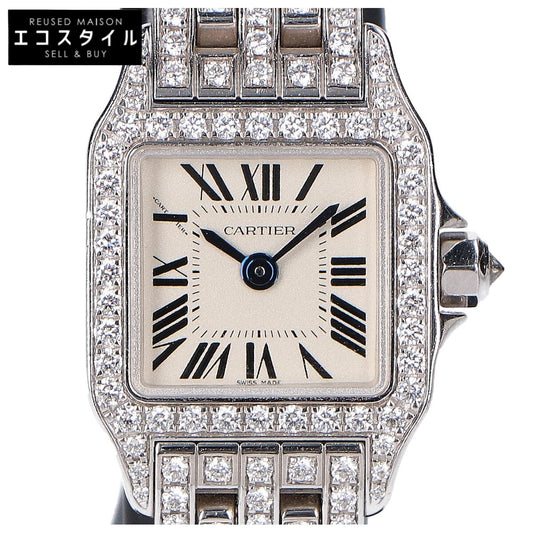 Cartier カルティエ WF9005YA 750WG ミニサントスドゥモワゼル フルダイヤモンド クオーツ 腕時計