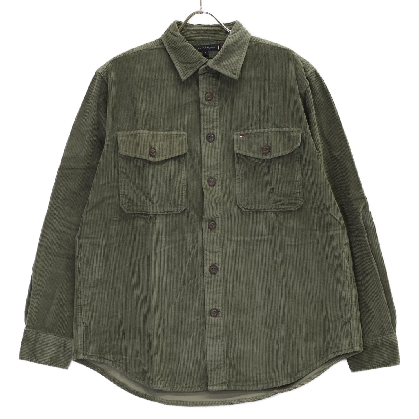 TOMMY HILFIGER トミーヒルフィガー ｸﾞﾘｰﾝ MW36855 ﾘﾗｯｸｽﾌｨｯﾄ ｺｰﾃﾞｨﾛｲｼｬﾂ トップス M