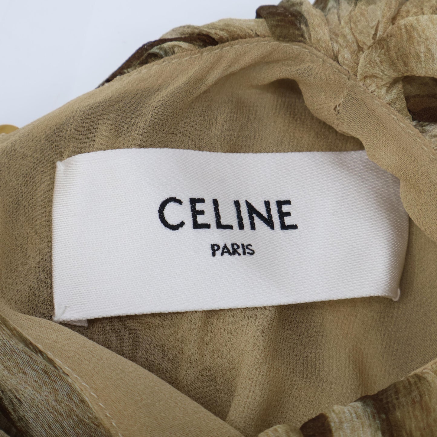 CELINE セリーヌ 【美品/国内正規】2R06I794T.02BZ レオパードプリント ドレープスリーブ ミニドレス/ ワンピース 36