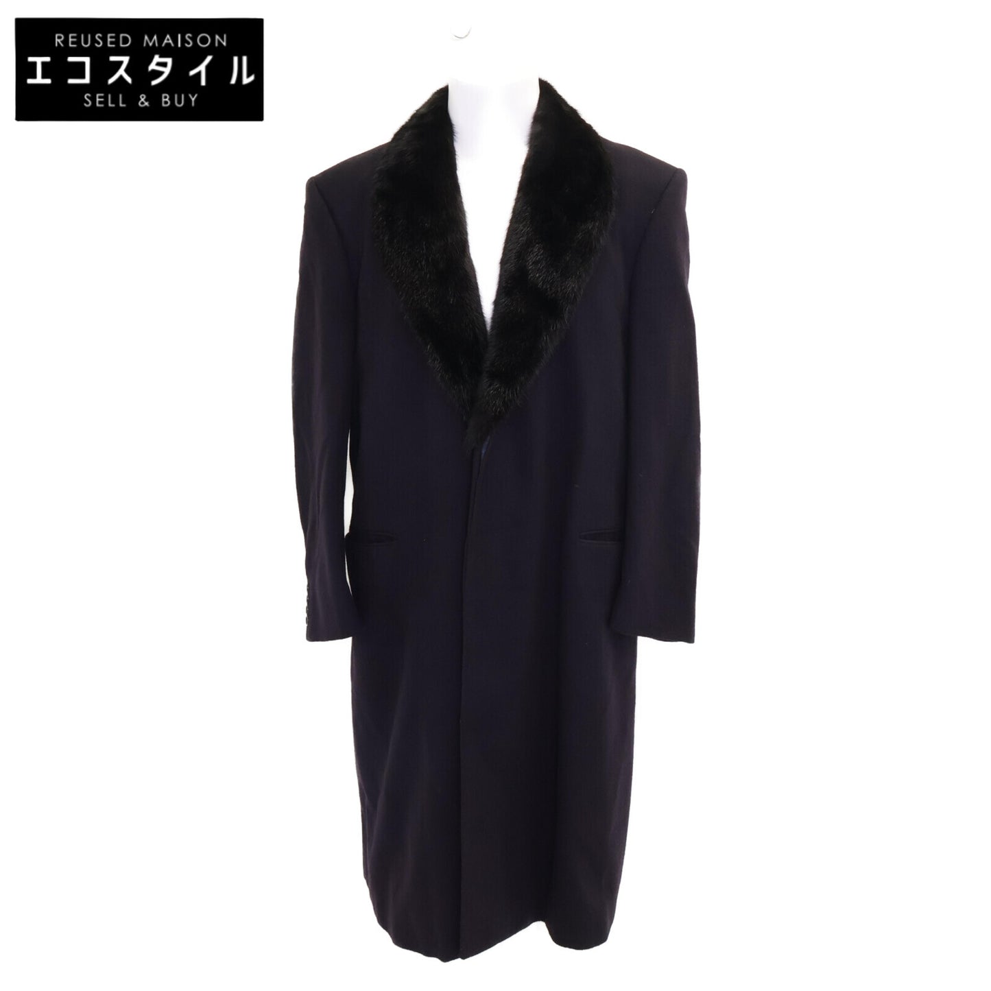 Aquascutum アクアスキュータム 60-70's カシミヤｘミンクファー ロングチェスター コート 42