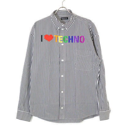 BALENCIAGA バレンシアガ ﾌﾞﾗｯｸ/ﾎﾜｲﾄ ｽﾄﾗｲﾌﾟ 534333 2018年製 刺繍ｼｬﾂ トップス 39