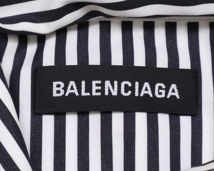 BALENCIAGA バレンシアガ ﾌﾞﾗｯｸ/ﾎﾜｲﾄ ｽﾄﾗｲﾌﾟ 534333 2018年製 刺繍ｼｬﾂ トップス 39