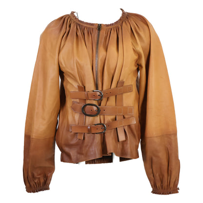 TOM FORD トムフォード 【美品】ベルトデザイン グラデーションレザー ジップアップ ジャケット 36