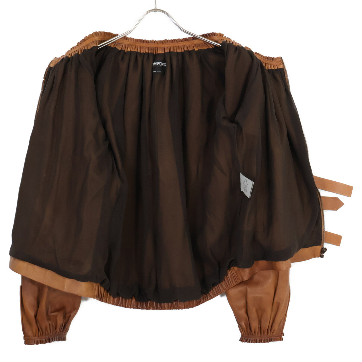 TOM FORD トムフォード 【美品】ベルトデザイン グラデーションレザー ジップアップ ジャケット 36