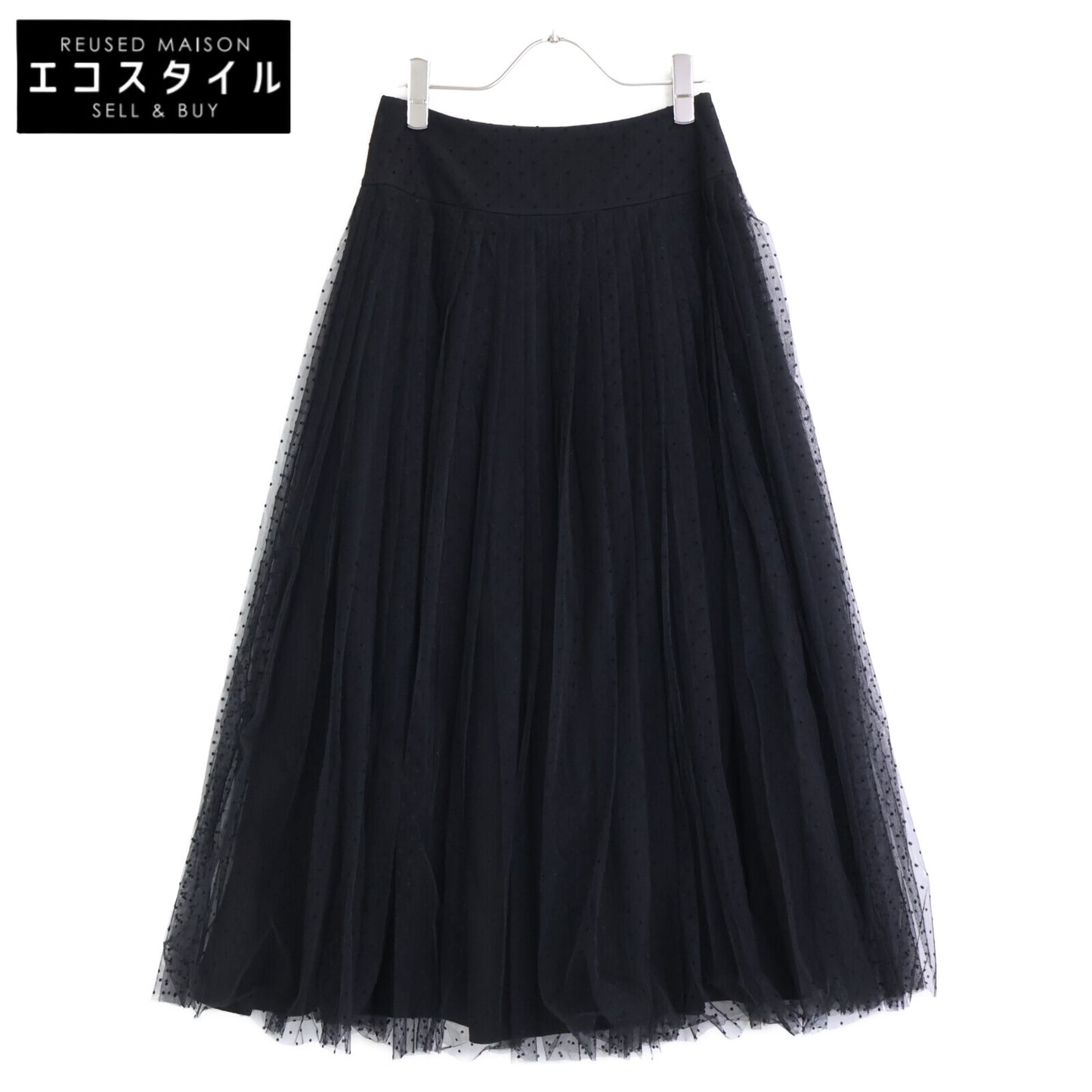 Christian Dior クリスチャンディオール ﾌﾞﾗｯｸ 7E21305A1810 ﾄﾞｯﾄ ｽｶｰﾄ スカート 38