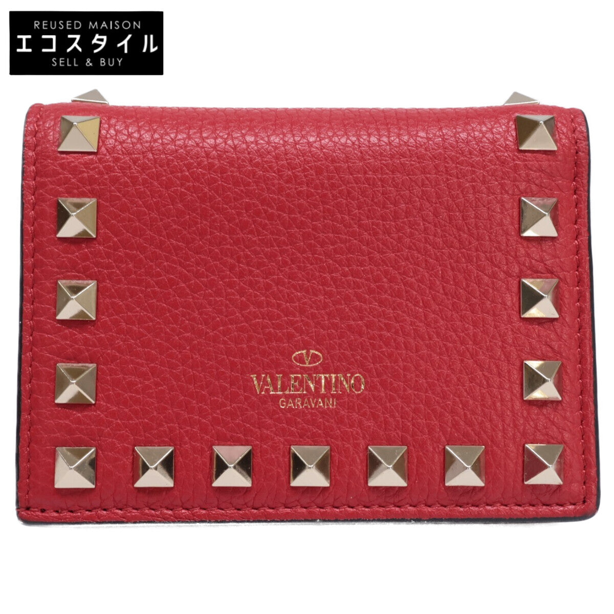 Valentino Garavani ヴァレンティノガラヴァーニ 【美品】TW2P0P39VSH ロックスタッズ 二つ折り財布（小銭入れあり）
