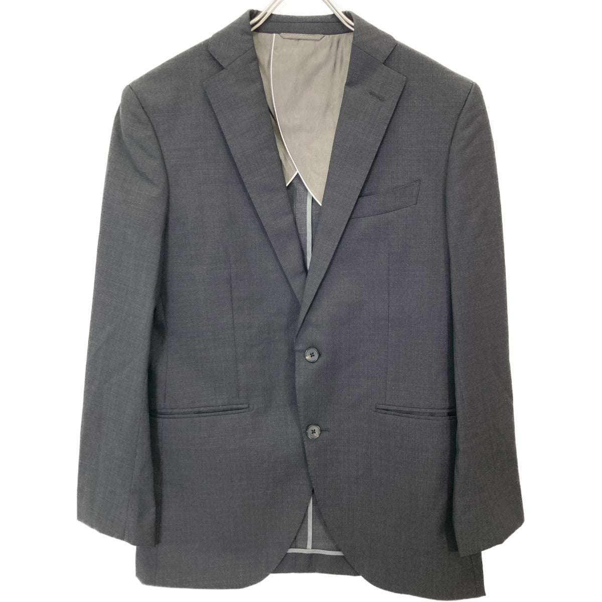 UNIVERSAL LANGUAGE ユニバーサルランゲージ HHU019 ｸﾞﾚｰ ｽﾘｰﾋﾟｰｽｼﾞｬｹｯﾄ スーツ セットアップ 46－8DROP