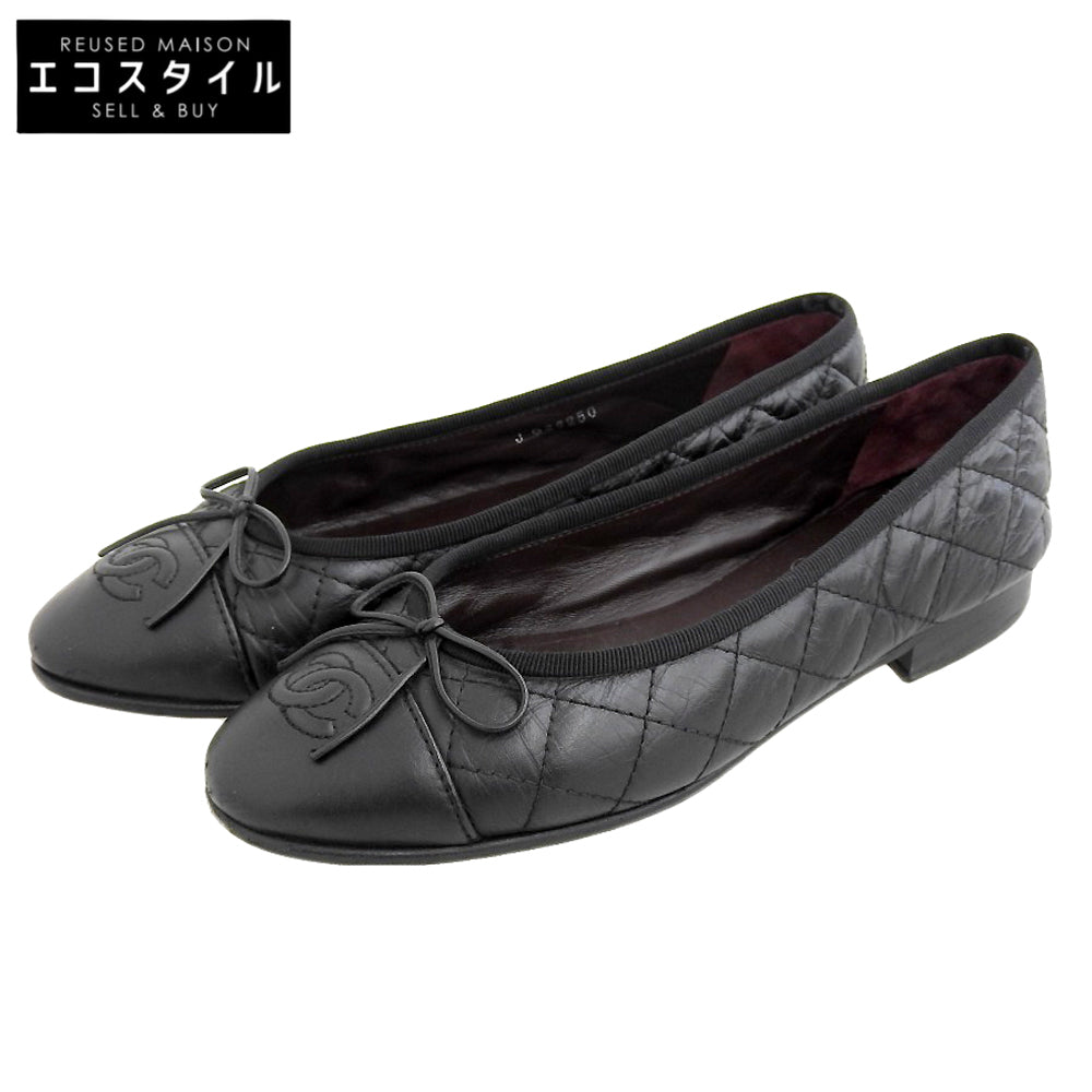 CHANEL シャネル レザー フラット パンプス レディース ブラック 36 パンプス 36