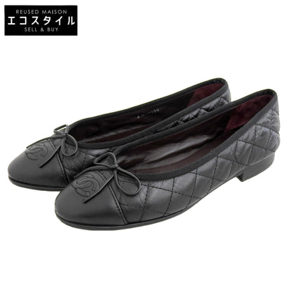 CHANEL シャネル レザー フラット パンプス レディース ブラック 36 パンプス 36