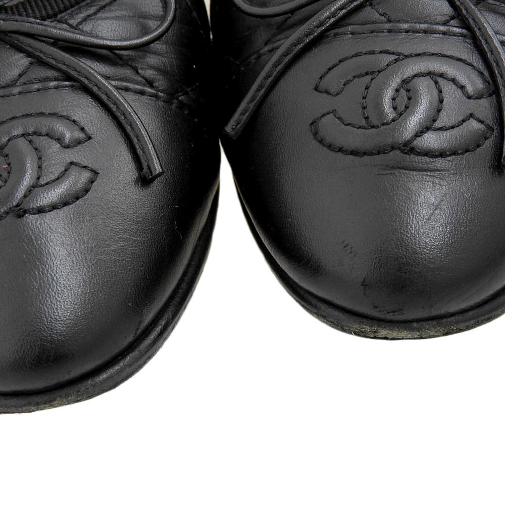 CHANEL シャネル レザー フラット パンプス レディース ブラック 36 パンプス 36