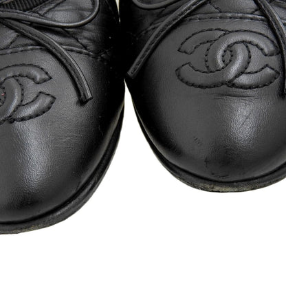 CHANEL シャネル レザー フラット パンプス レディース ブラック 36 パンプス 36