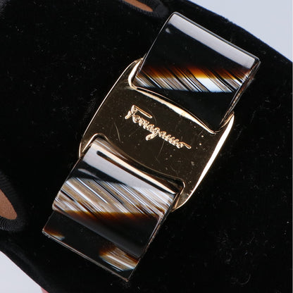 Salvatore Ferragamo サルヴァトーレフェラガモ ヴァラ リボン ベロア フラット シューズ 6M