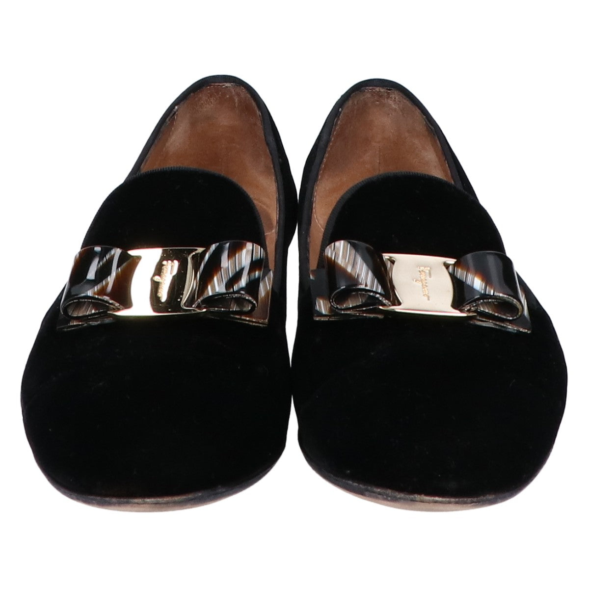 Salvatore Ferragamo サルヴァトーレフェラガモ ヴァラ リボン ベロア フラット シューズ 6M