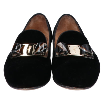 Salvatore Ferragamo サルヴァトーレフェラガモ ヴァラ リボン ベロア フラット シューズ 6M