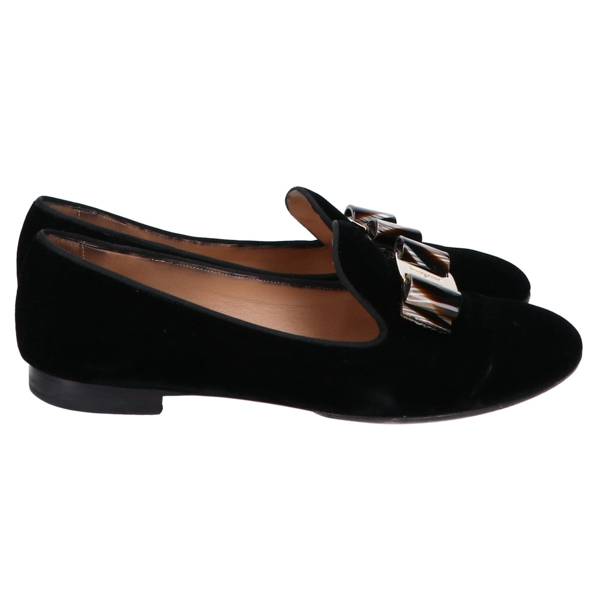 Salvatore Ferragamo サルヴァトーレフェラガモ ヴァラ リボン ベロア フラット シューズ 6M