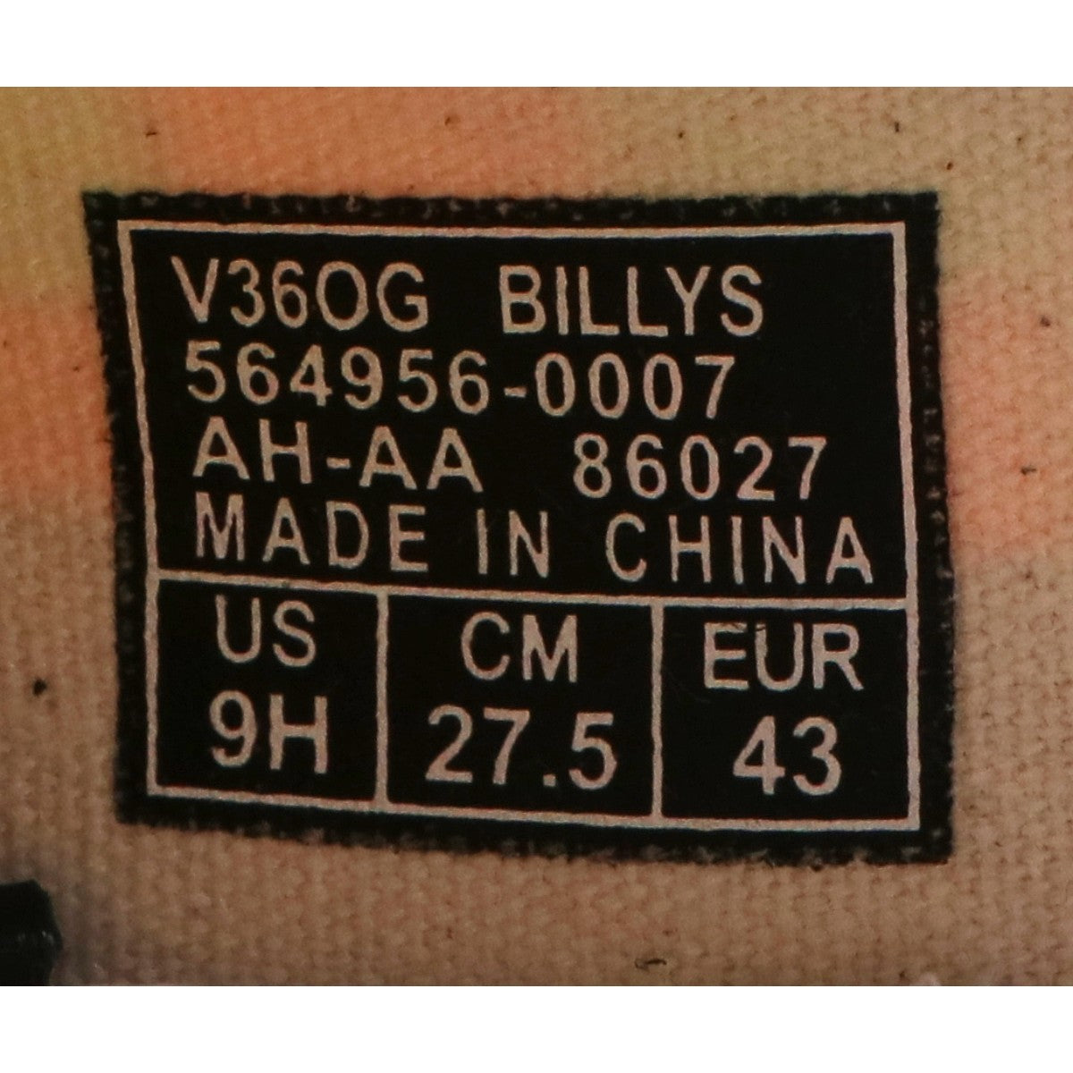 VANS バンズ 【新品同様】564956-0007 V36OG BILLYS OLD SKOOL ビリーズ オールドスクール シューズ US9H