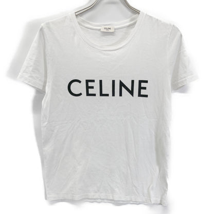 CELINE セリーヌ ﾎﾜｲﾄ ｺｯﾄﾝ ﾛｺﾞﾌﾟﾘﾝﾄ Tｼｬﾂ トップス Ｓ
