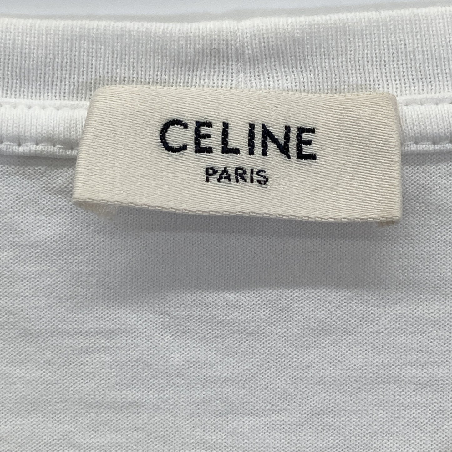 CELINE セリーヌ ﾎﾜｲﾄ ｺｯﾄﾝ ﾛｺﾞﾌﾟﾘﾝﾄ Tｼｬﾂ トップス Ｓ