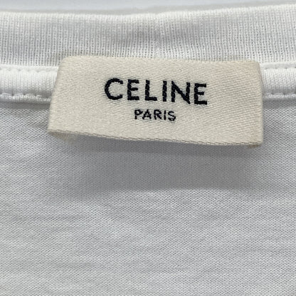 CELINE セリーヌ ﾎﾜｲﾄ ｺｯﾄﾝ ﾛｺﾞﾌﾟﾘﾝﾄ Tｼｬﾂ トップス Ｓ