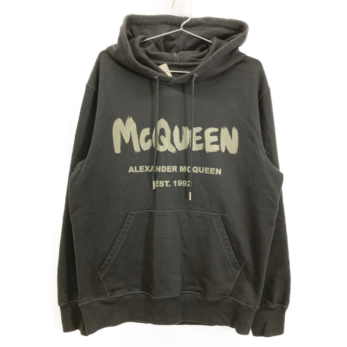 Alexander McQueen アレキサンダーマックイーン ﾌﾞﾗｯｸ 23年 688715QTAAB ﾍﾟｲﾝﾄﾛｺﾞ ﾌﾟﾙｵｰﾊﾞｰﾌｰﾃﾞｨ トップス M