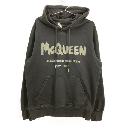Alexander McQueen アレキサンダーマックイーン ﾌﾞﾗｯｸ 23年 688715QTAAB ﾍﾟｲﾝﾄﾛｺﾞ ﾌﾟﾙｵｰﾊﾞｰﾌｰﾃﾞｨ トップス M