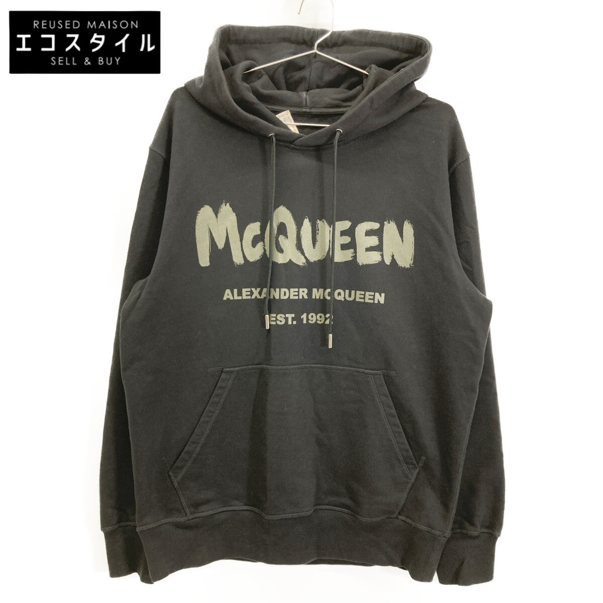 Alexander McQueen アレキサンダーマックイーン ﾌﾞﾗｯｸ 23年 688715QTAAB ﾍﾟｲﾝﾄﾛｺﾞ ﾌﾟﾙｵｰﾊﾞｰﾌｰﾃﾞｨ トップス M