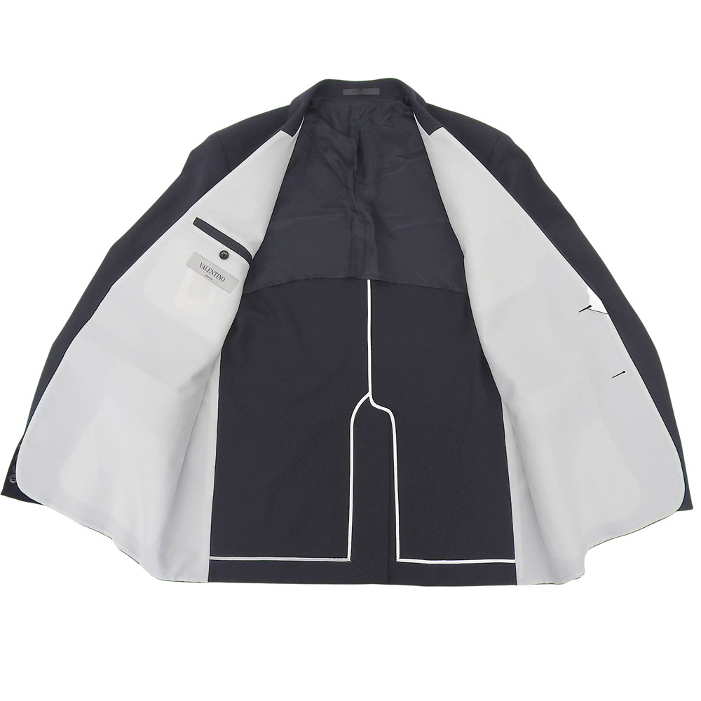 VALENTINO ヴァレンティノ 新品同様 ピークドラペル テーラードジャケット メンズ ネイビー 48 PV3NA05P4D3 ジャケット 48
