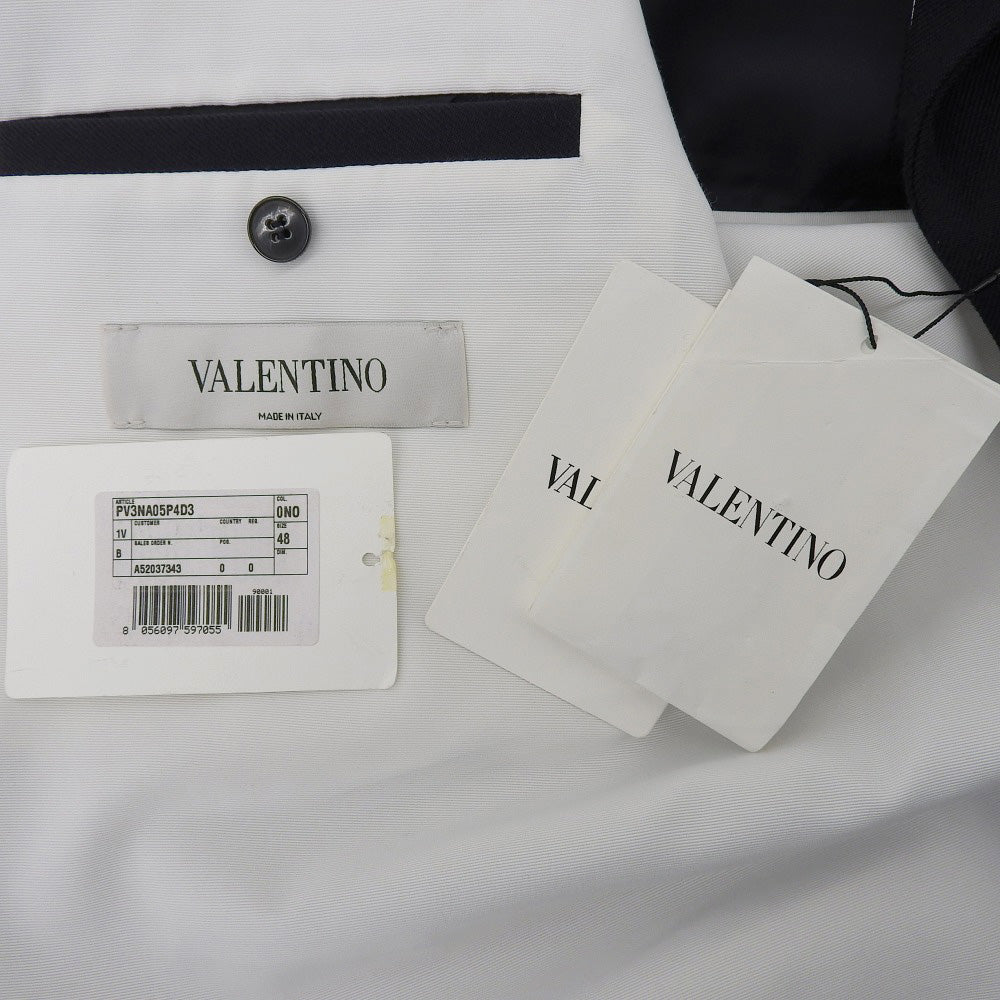 VALENTINO ヴァレンティノ 新品同様 ピークドラペル テーラードジャケット メンズ ネイビー 48 PV3NA05P4D3 ジャケット 48