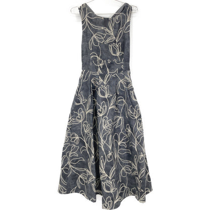 AMERI アメリ ｲﾝﾃﾞｨｺﾞ DENIM LIKE FLOWER DRESS ワンピース S