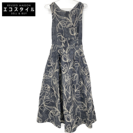 AMERI アメリ ｲﾝﾃﾞｨｺﾞ DENIM LIKE FLOWER DRESS ワンピース S