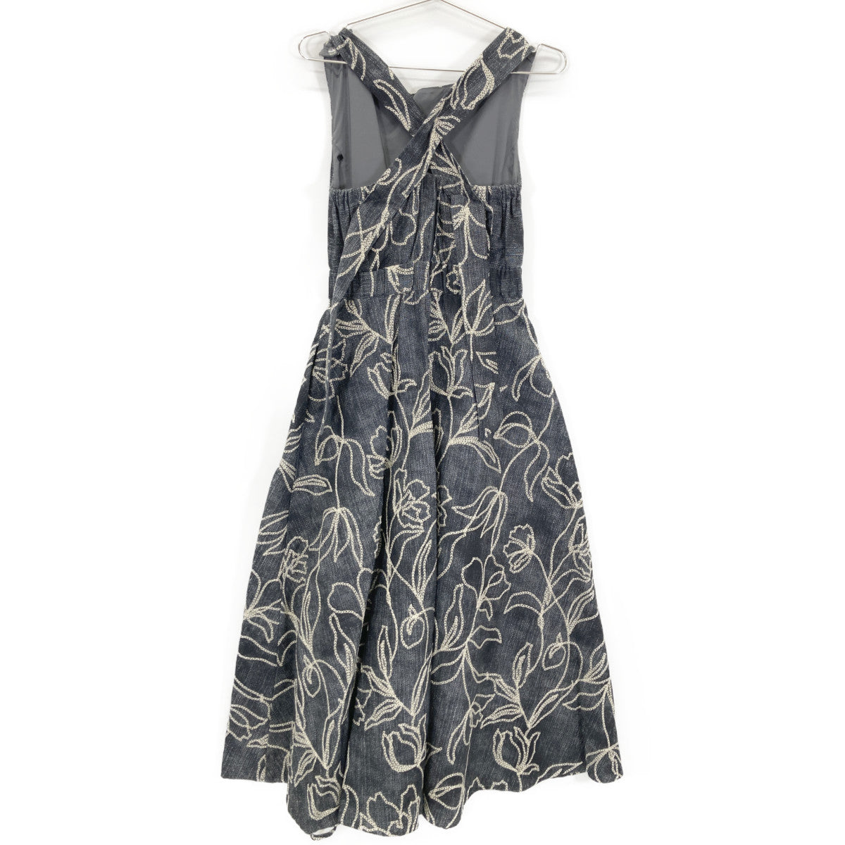 AMERI アメリ ｲﾝﾃﾞｨｺﾞ DENIM LIKE FLOWER DRESS ワンピース S