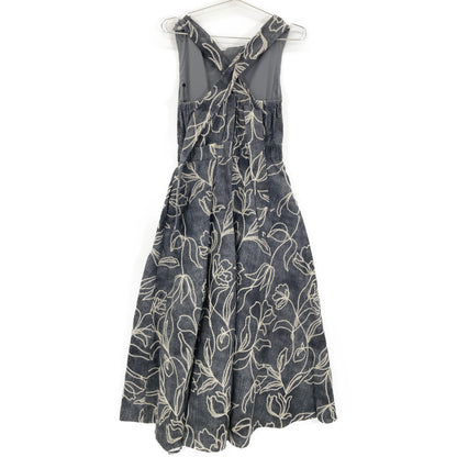 AMERI アメリ ｲﾝﾃﾞｨｺﾞ DENIM LIKE FLOWER DRESS ワンピース S