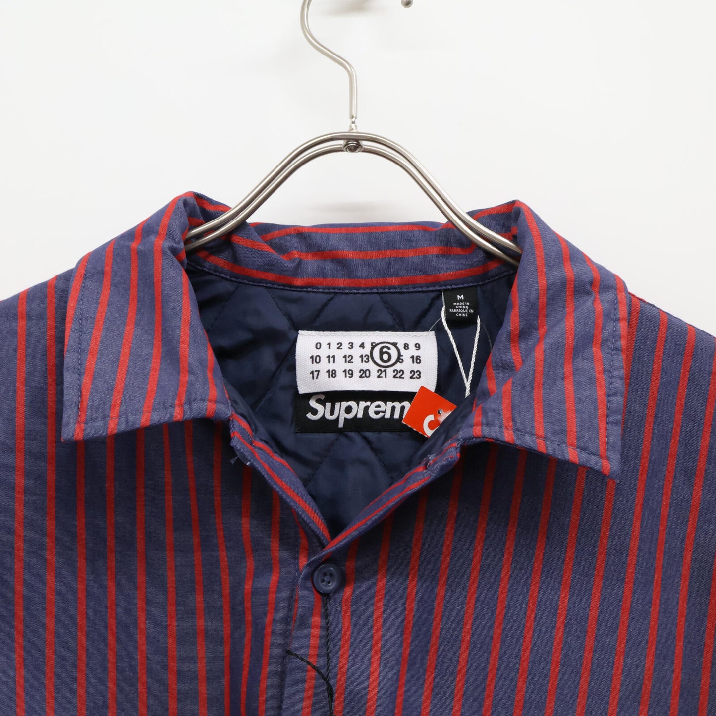 Supreme シュプリーム 新品未使用 ×MM6 24SS ストライプ パデッドシャツ トップス M