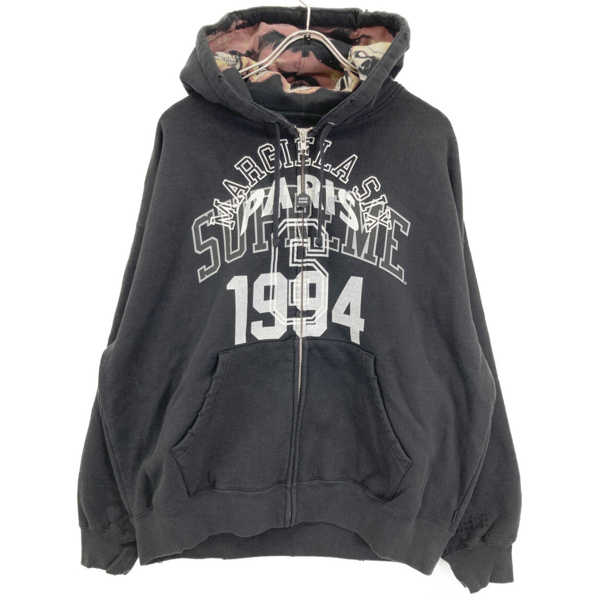 Supreme シュプリーム ×MM6 24SS ﾌﾞﾗｯｸ ｼﾞｯﾌﾟｱｯﾌﾟﾌｰﾃﾞｨｽｳｪｯﾄｼｬﾂ トップス M