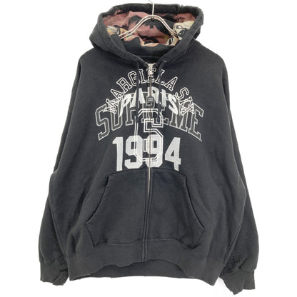 Supreme シュプリーム ×MM6 24SS ﾌﾞﾗｯｸ ｼﾞｯﾌﾟｱｯﾌﾟﾌｰﾃﾞｨｽｳｪｯﾄｼｬﾂ トップス M