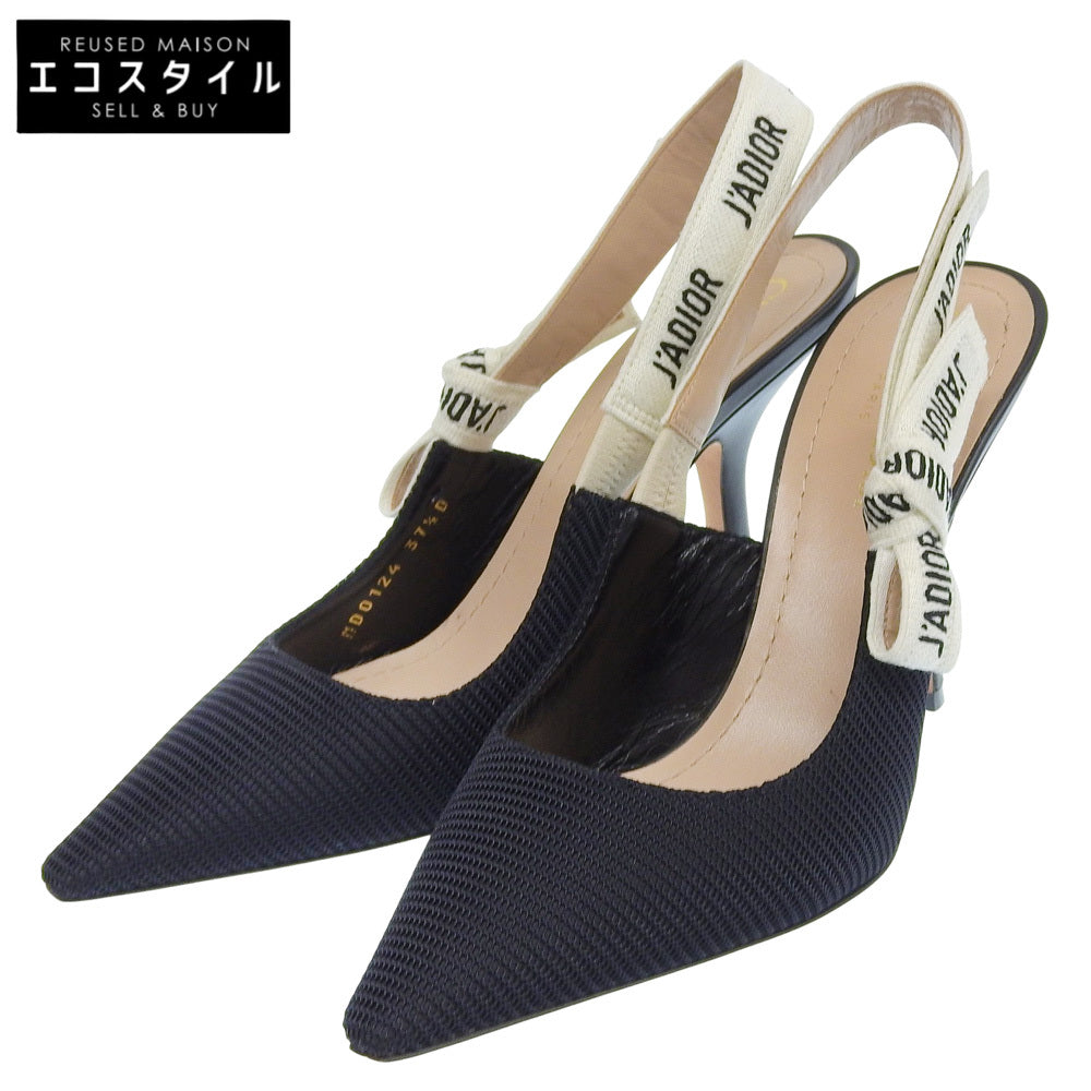 DIOR ディオール 美品 ジャディオール スリングバックパンプス シューズ レディース 黒 ブラック 37 1/2 シューズ 37 1/2