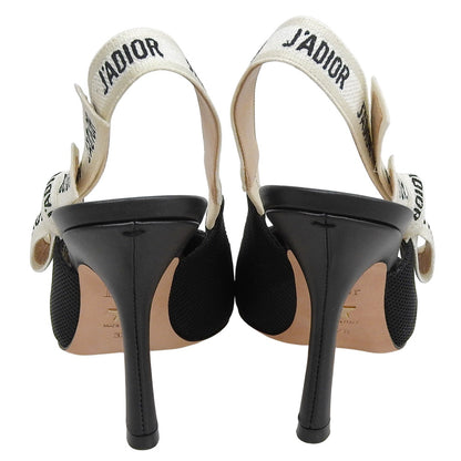 DIOR ディオール 美品 ジャディオール スリングバックパンプス シューズ レディース 黒 ブラック 37 1/2 シューズ 37 1/2