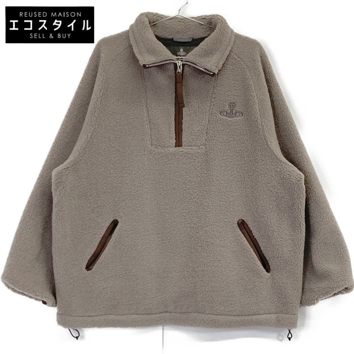 VIVIENNE WESTWOOD MAN ヴィヴィアンウエストウッドマン 【新品同様】26-12-432007-00 オーブ刺繍 ハーフジップ ボアブルゾン/ ジャケット 44