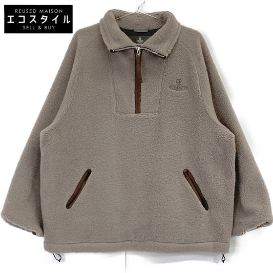VIVIENNE WESTWOOD MAN ヴィヴィアンウエストウッドマン 【新品同様】26-12-432007-00 オーブ刺繍 ハーフジップ ボアブルゾン/ ジャケット 44