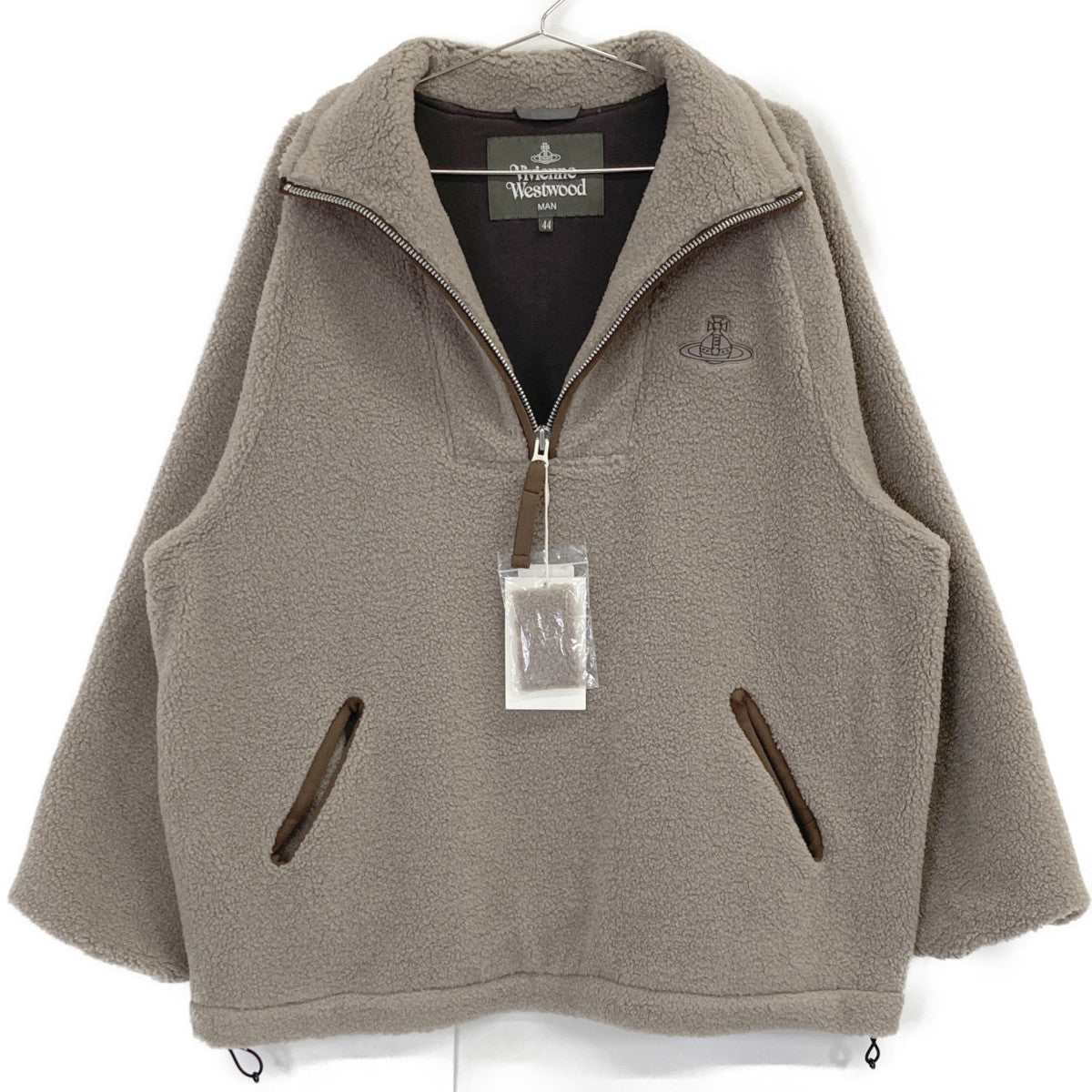 VIVIENNE WESTWOOD MAN ヴィヴィアンウエストウッドマン 【新品同様】26-12-432007-00 オーブ刺繍 ハーフジップ ボアブルゾン/ ジャケット 44