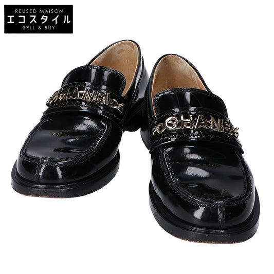 CHANEL シャネル G37430 CHANELロゴ＆チェーン パテント ローファー シューズ 37C